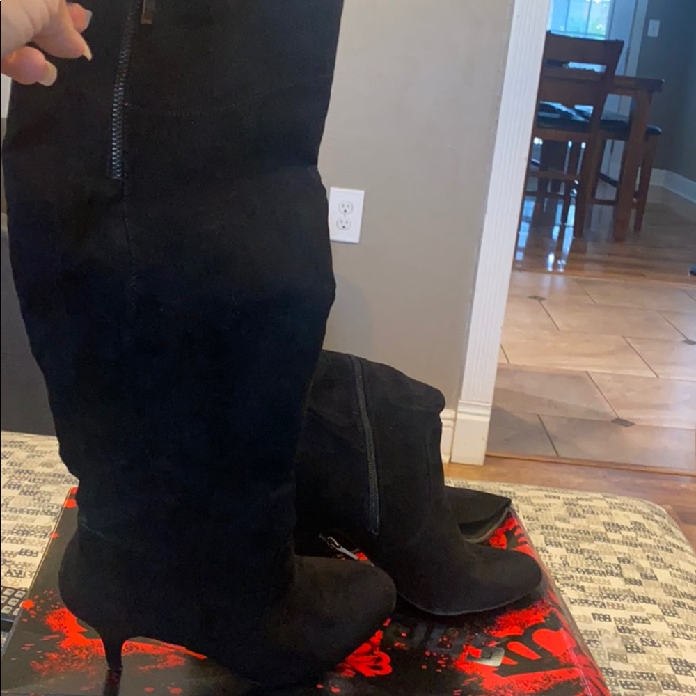 Fergalicious black heel boots